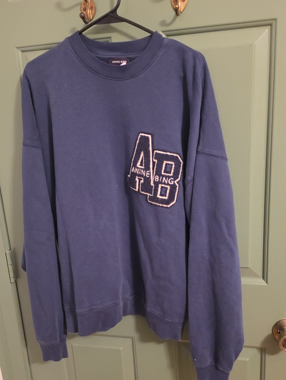 Anine Bing Navy Crewneck with AB Patch